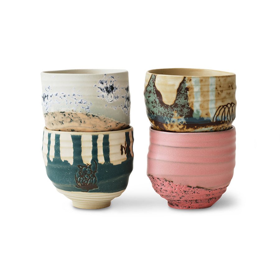 HKliving Becher COFFEE CUPS Artist Ceramics 4er Set | Ø8x7,5cm - Sir Henrys