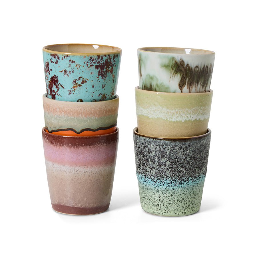 HKliving Becher Coffee Mugs SURREAL 70s Ceramics bunt 4er Set | Ø7,5x8cm - Sir Henrys