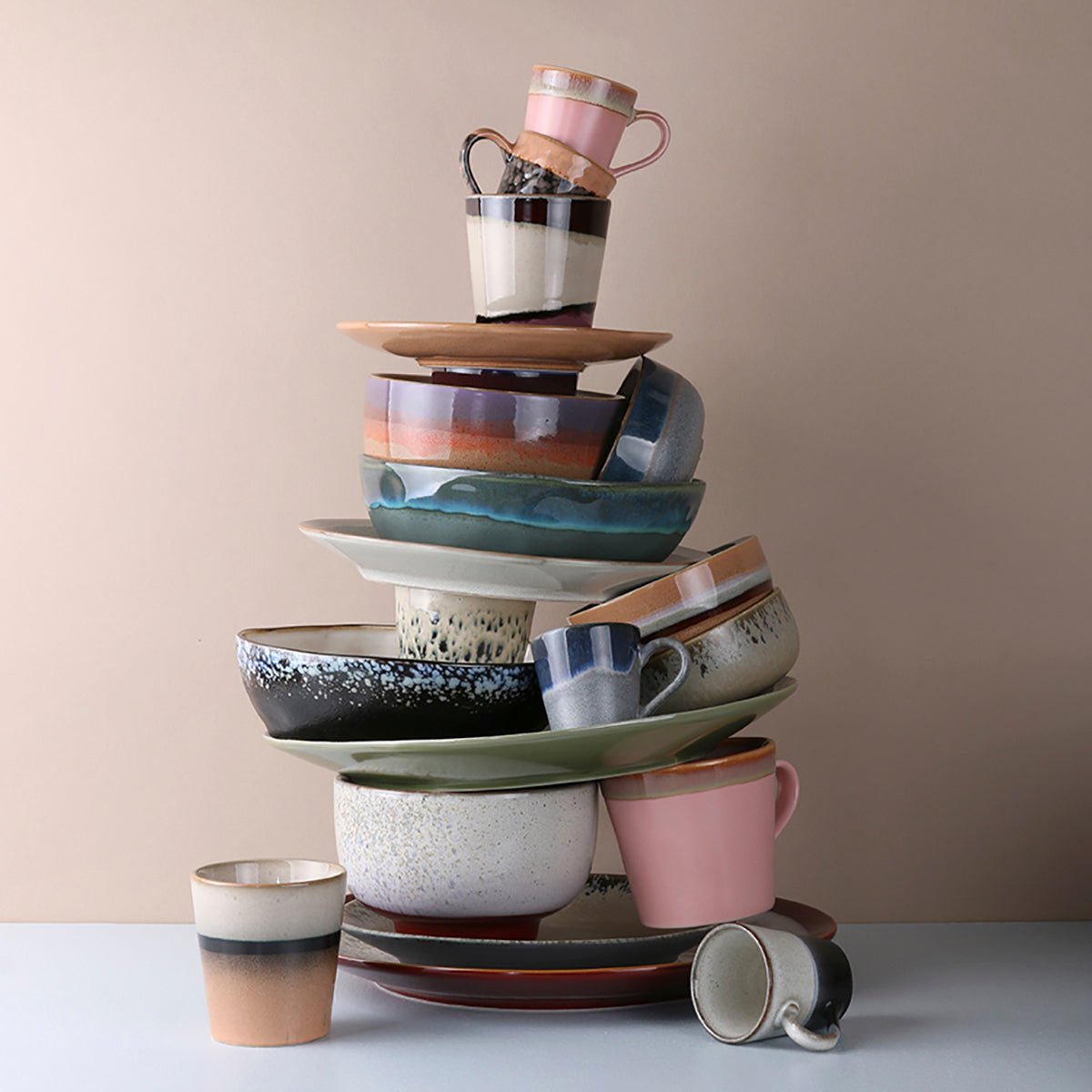 HKliving Becher ROCK Cappuccino Mug 70´s bunt | 12x9x8cm - Sir Henrys