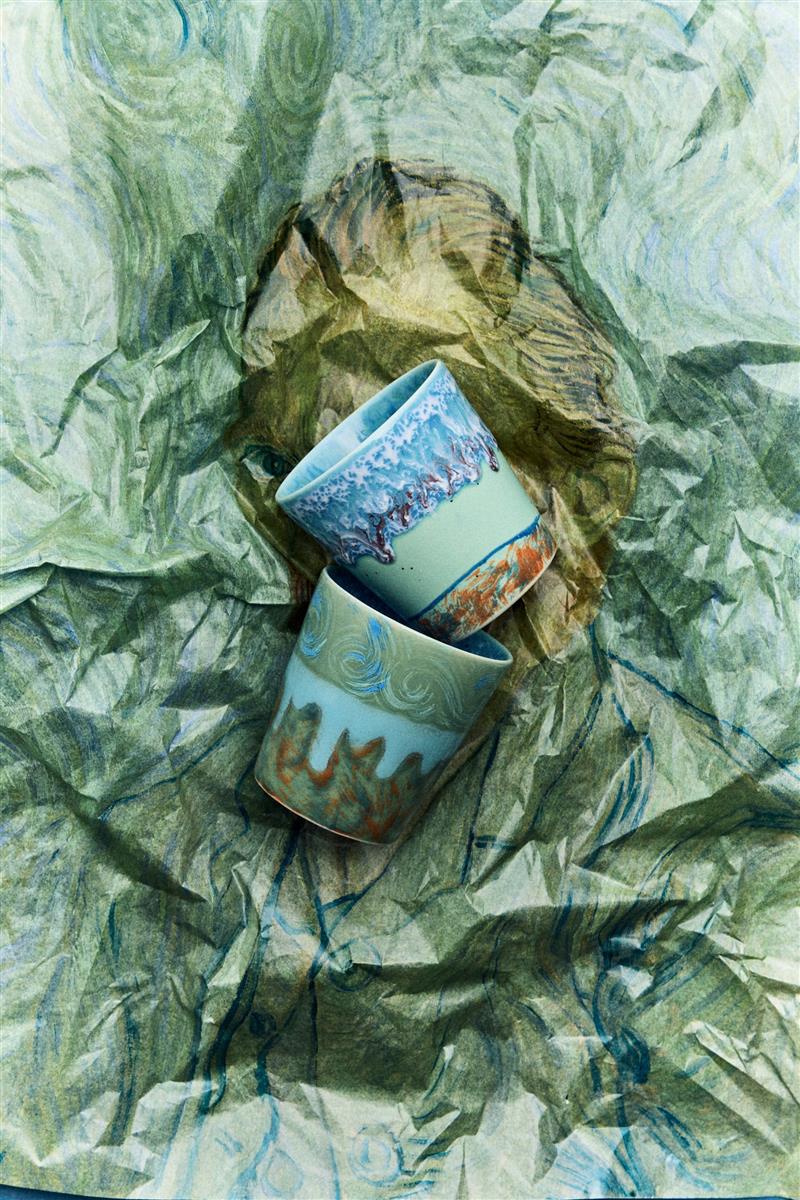 HKliving Becher VAN GOGH SELF PORTRAIT 70s Ceramics blau 2er Set | 7,5x7,5x8cm - Sir Henrys
