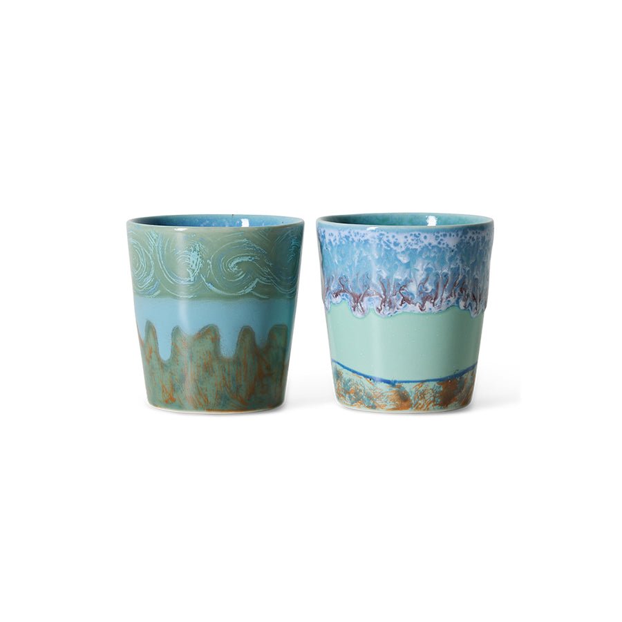HKliving Becher VAN GOGH SELF PORTRAIT 70s Ceramics blau 2er Set | 7,5x7,5x8cm - Sir Henrys