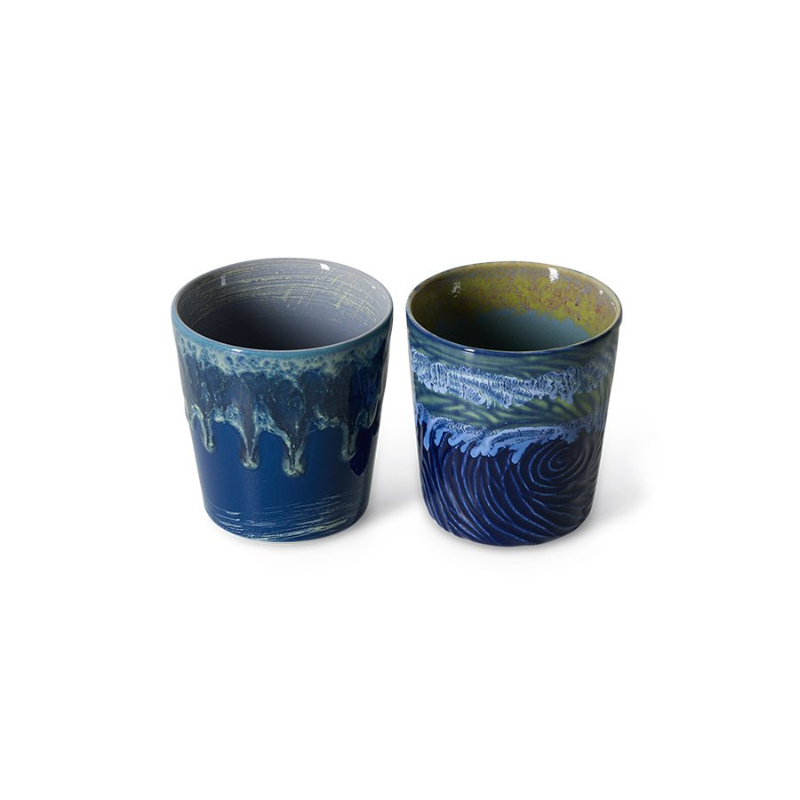 HKliving Becher VAN GOGH STARRY NIGHTS 70s Ceramics blau 2er Set | 7,5x7,5x8cm - Sir Henrys