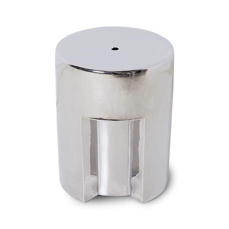 HKliving Beistelltisch CHROME Steingut chrom | Ø35x45cm - Sir Henrys