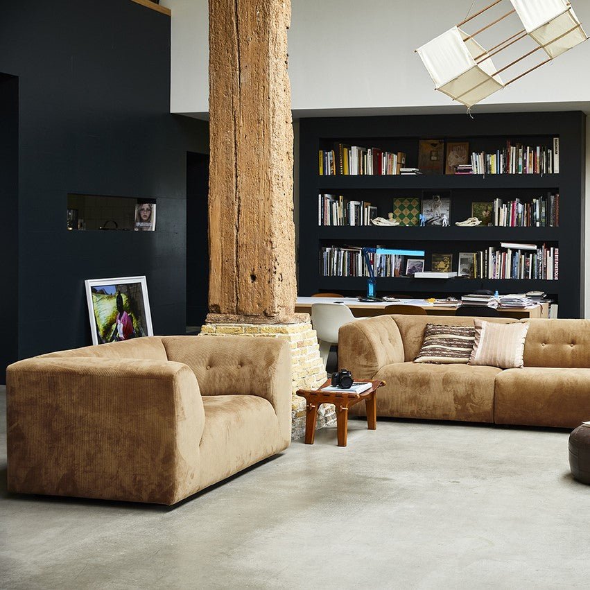 HKliving Couch Vint LOVESEAT Cord braun - Sir Henrys