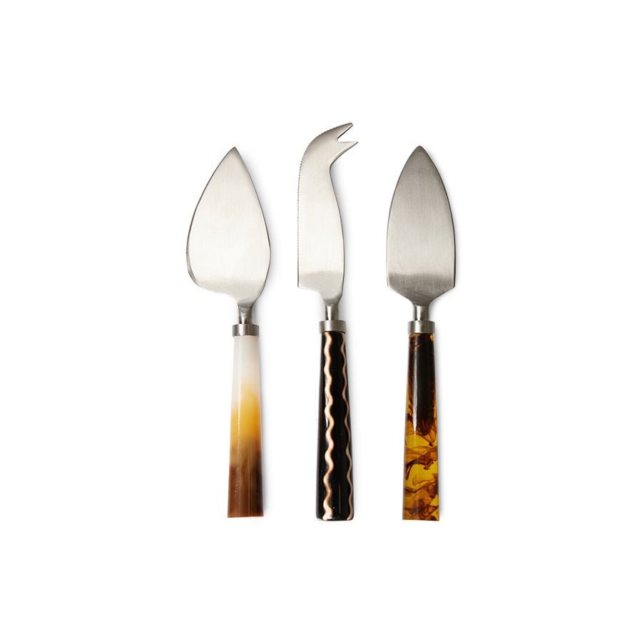 HKliving Käsemesser Cheese Knives HAVANA 3er Set braun - Sir Henrys