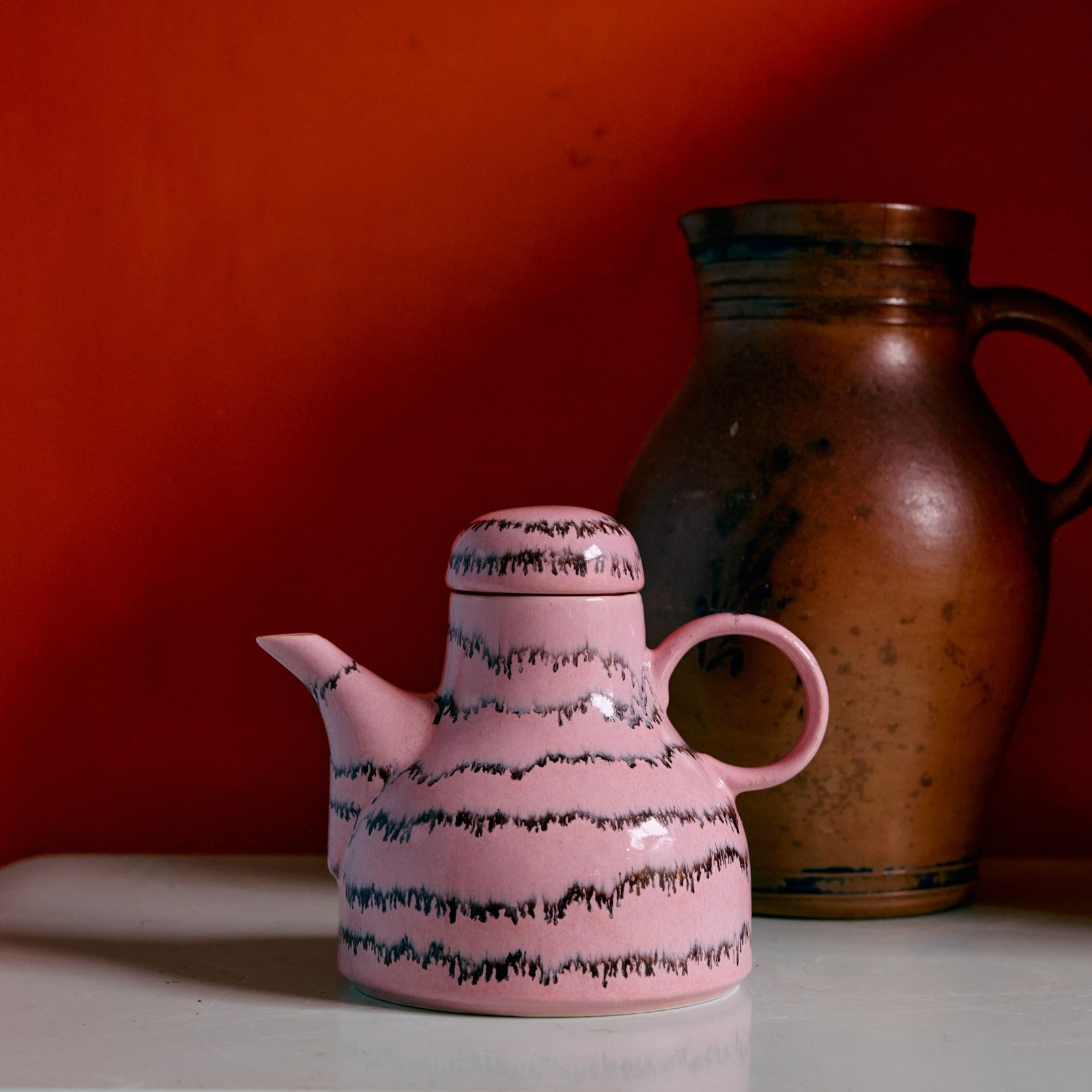 HKliving Kaffeekanne BUBBLE 70s Ceramics pink | 19x14x17,7cm - Sir Henrys