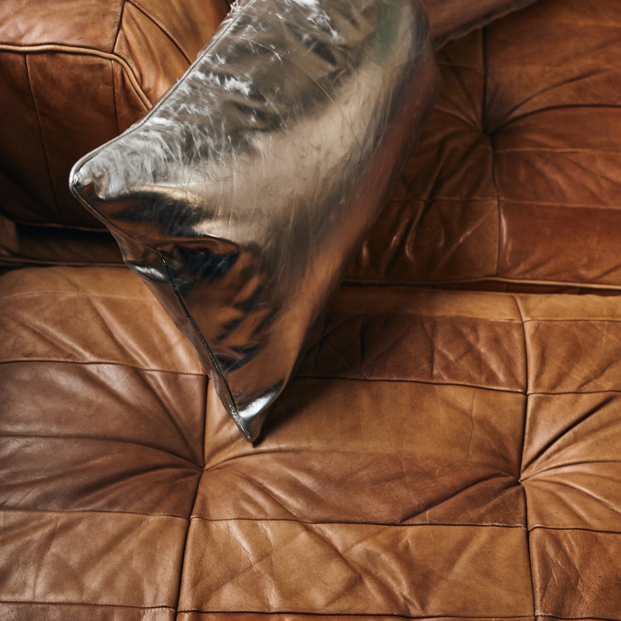 HKliving Kissen SILVER Kunstleder silber | 60x35x5cm - Sir Henrys