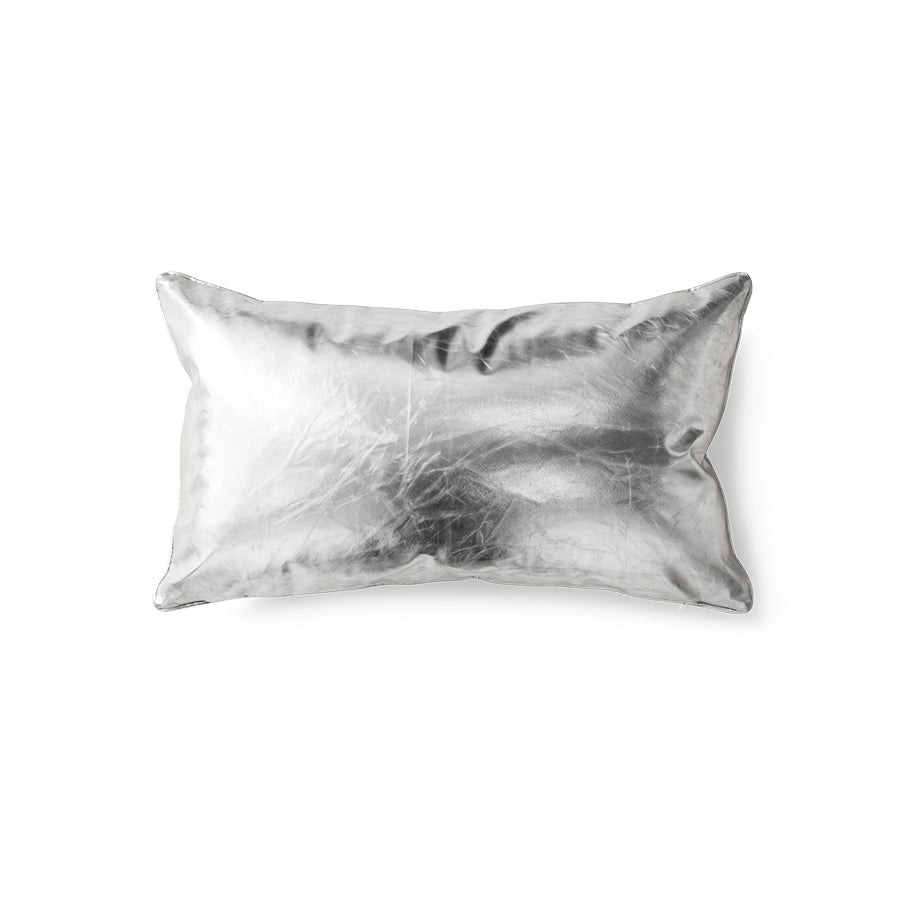 HKliving Kissen SILVER Kunstleder silber | 60x35x5cm - Sir Henrys