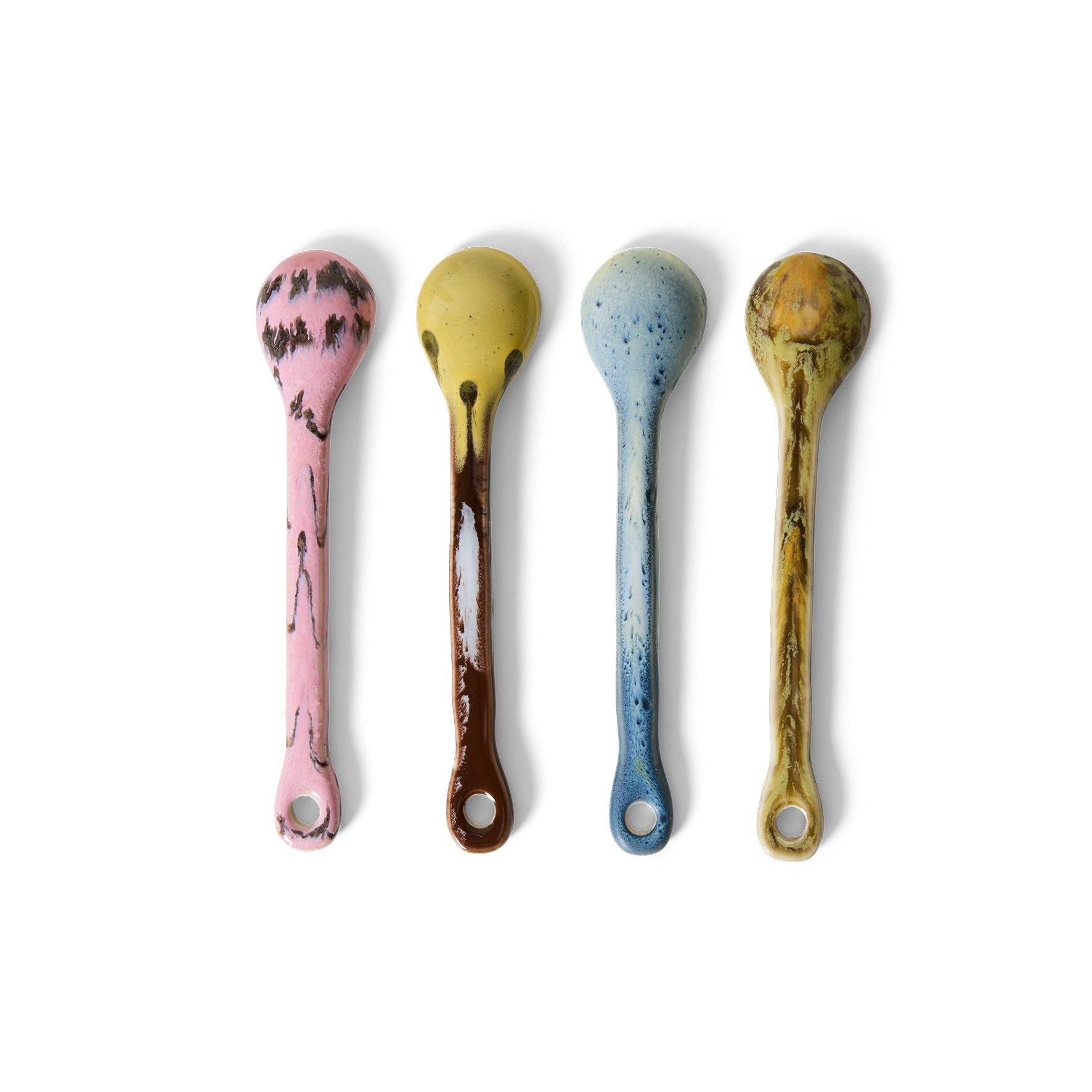 HKliving Löffel SKETCH 70s Ceramics bunt 4er Set | 12,5x3x0,5cm - Sir Henrys
