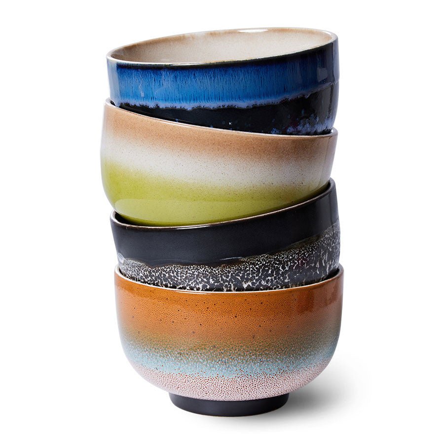 HKliving Noodle Bowls GROOVY bunt 4er Set | Ø 13,5x5,8cm - Sir Henrys