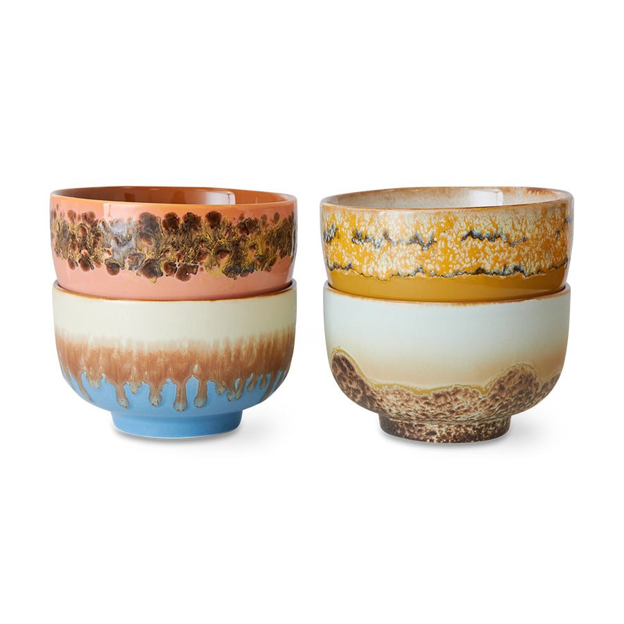 HKliving Noodle Bowls SEABREEZE 70's bunt 4er Set | Ø 13,5cm H 8cm - Sir Henrys