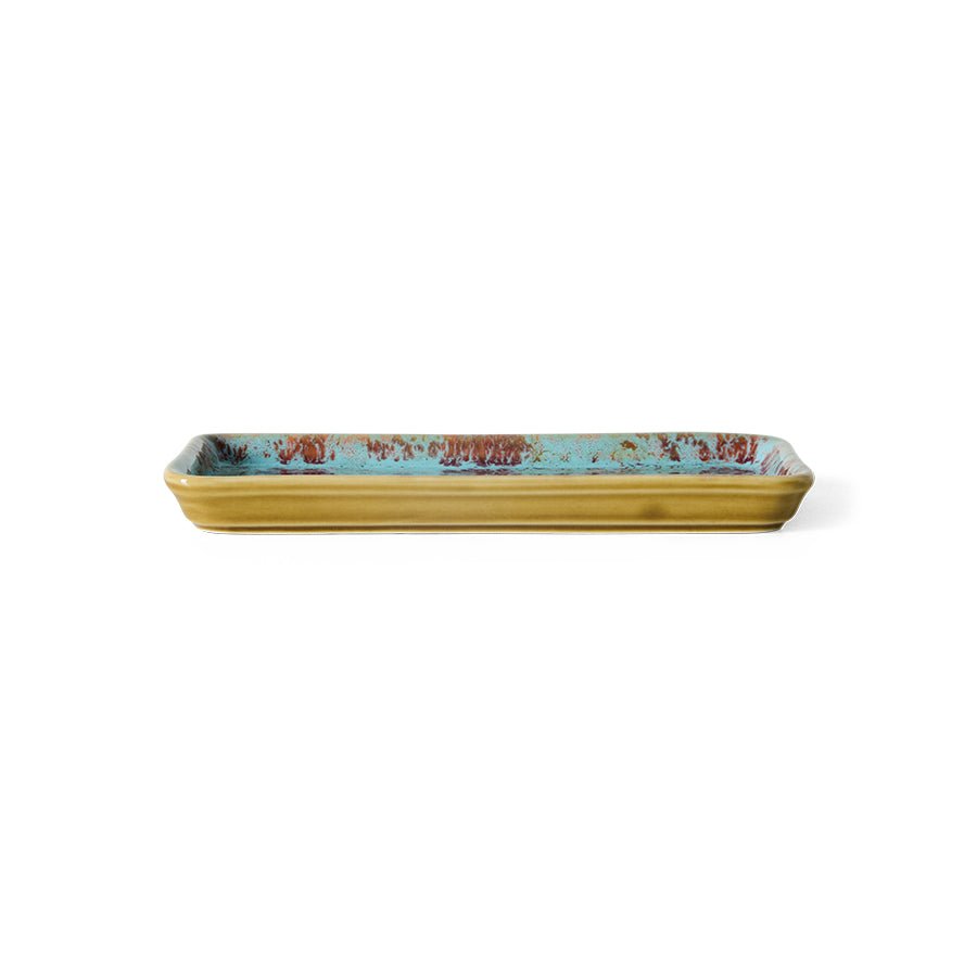HKliving Platte PATINA 70s Ceramics bunt | 7,7x18x2cm - Sir Henrys
