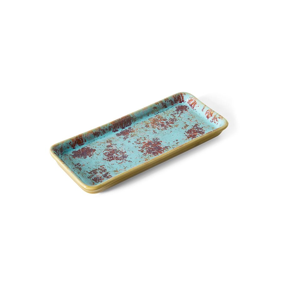 HKliving Platte PATINA 70s Ceramics bunt | 7,7x18x2cm - Sir Henrys