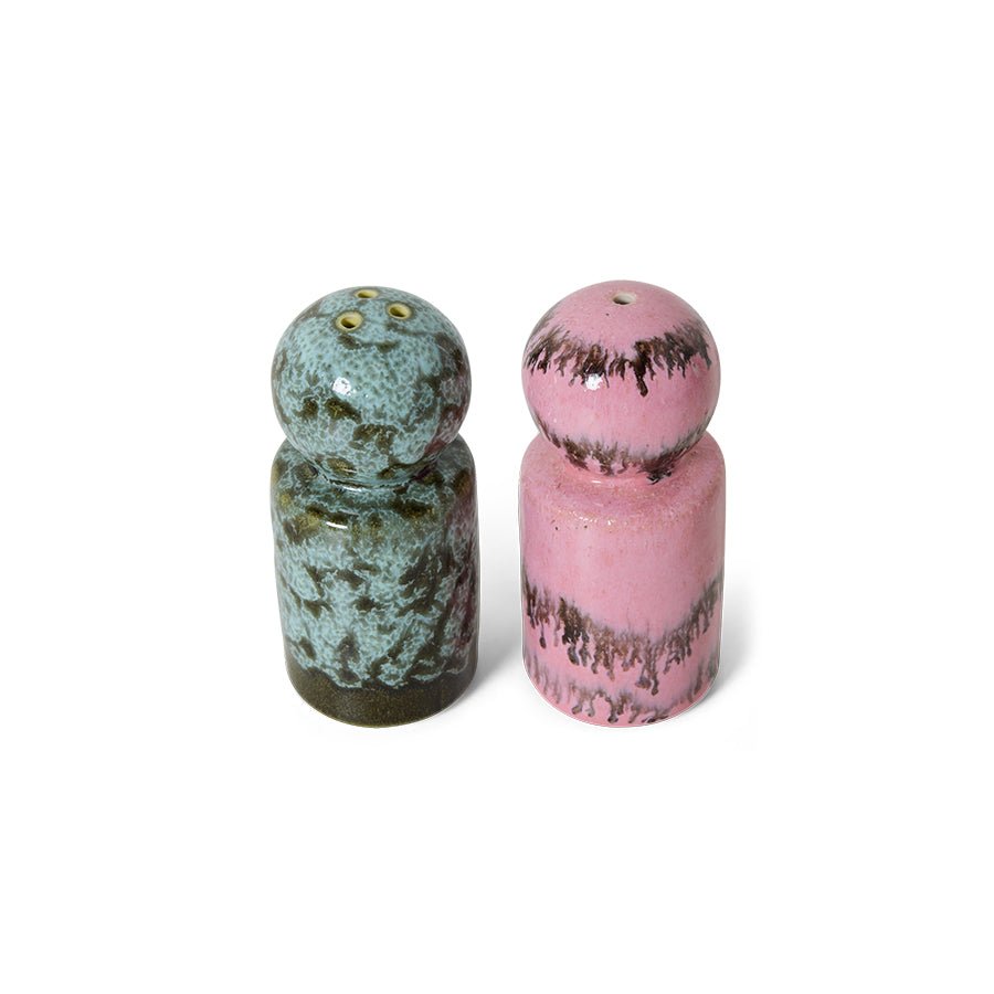 HKliving Salz & Pfefferstreuer BAROQUE 70s Ceramics bunt 2er Set | Ø4,8x9,8cm - Sir Henrys