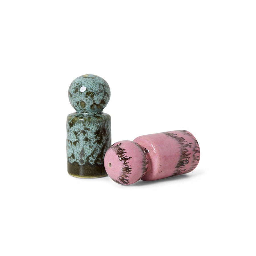 HKliving Salz & Pfefferstreuer BAROQUE 70s Ceramics bunt 2er Set | Ø4,8x9,8cm - Sir Henrys