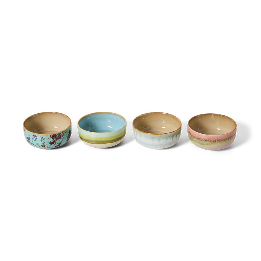 HKliving Schale Dessert Bowls IMPRESSION 70s Ceramics bunt 4er Set | Ø12,5x6cm - Sir Henrys