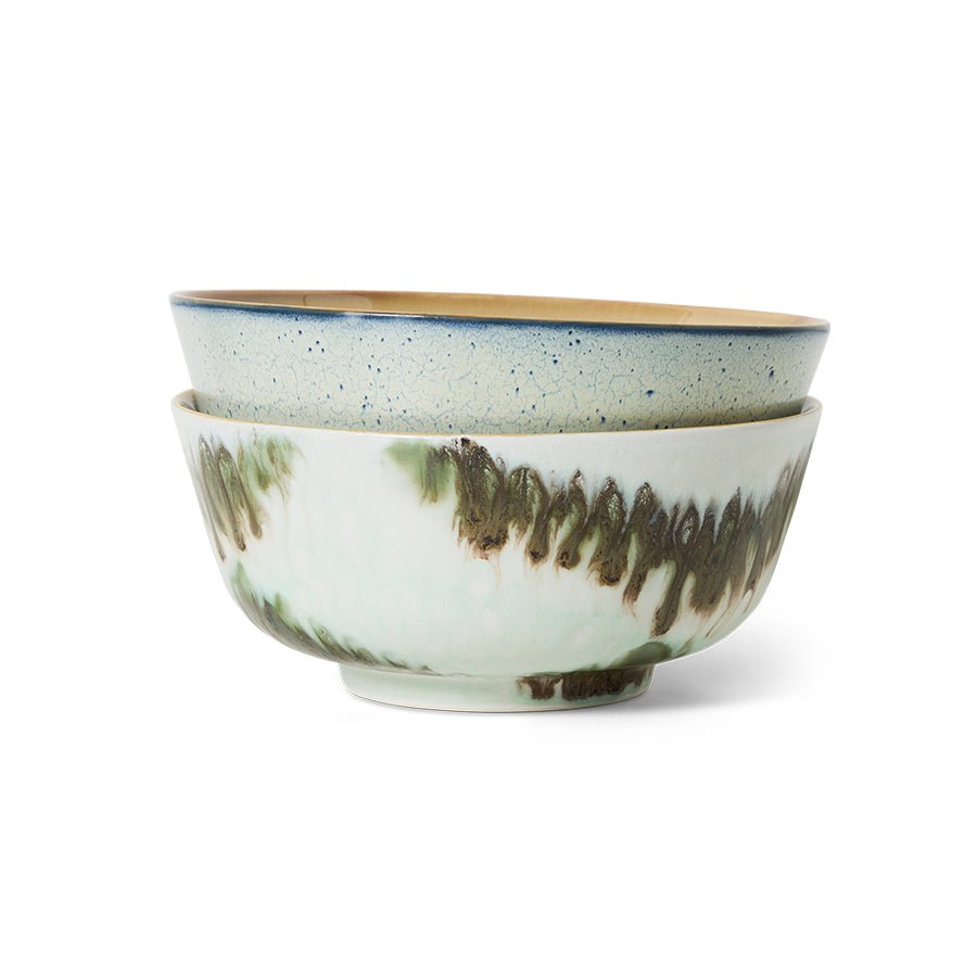 HKliving Schüssel Ramen Bowl MINIMALIST 70s Ceramics 2er Set | Ø19x8,5cm - Sir Henrys