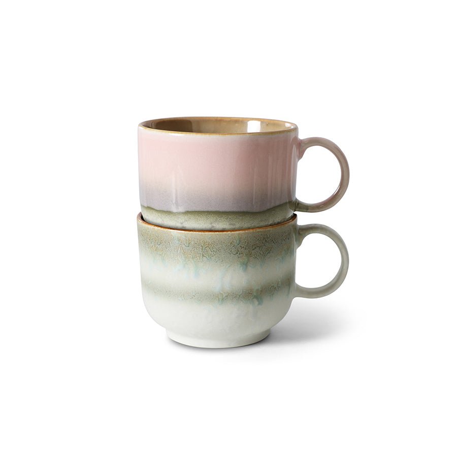HKliving Tasse Tea Cups NOVA 70s Ceramics bunt 2er Set | 14,2x10,4x8,3cm - Sir Henrys