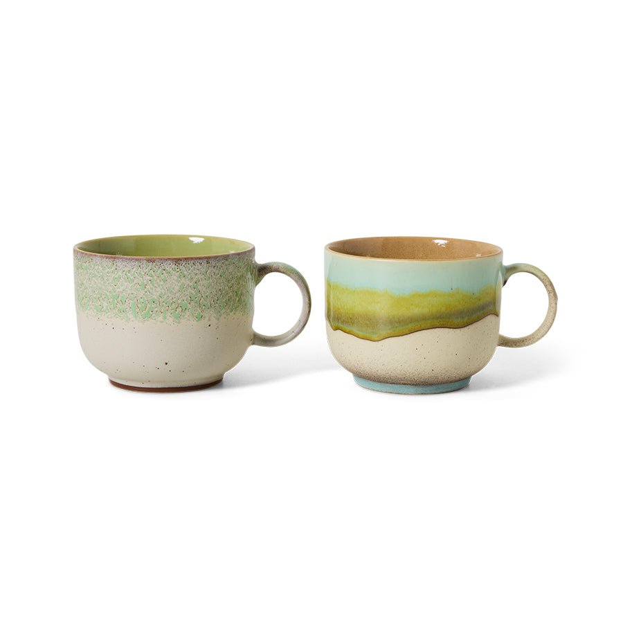 HKliving Tasse Teetasse NEO 70s Ceramics bunt 2er Set | 14,2x10,4x8,3cm - Sir Henrys