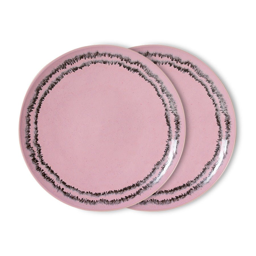 HKliving Teller BUBBLE 70s Ceramcs pink 2er Set | 27,5x27,5x2cm - Sir Henrys