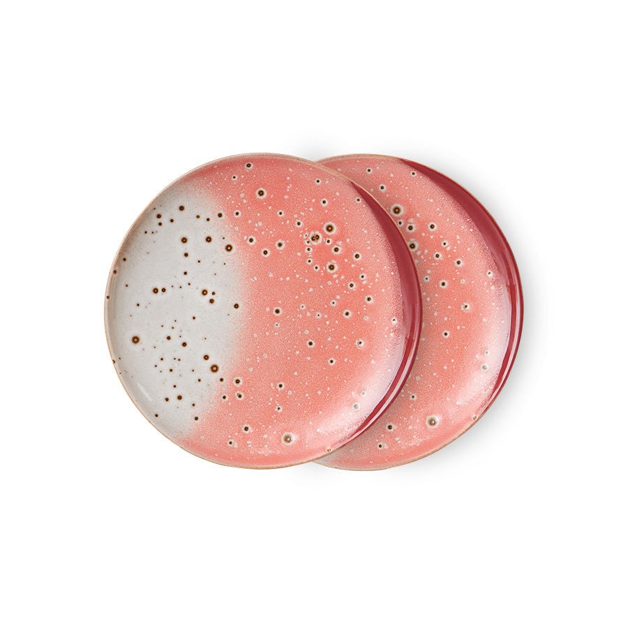 HKliving Teller Kuchenteller LYCHEE 70s Ceramics bunt 2er Set | Ø17,5x2cm - Sir Henrys