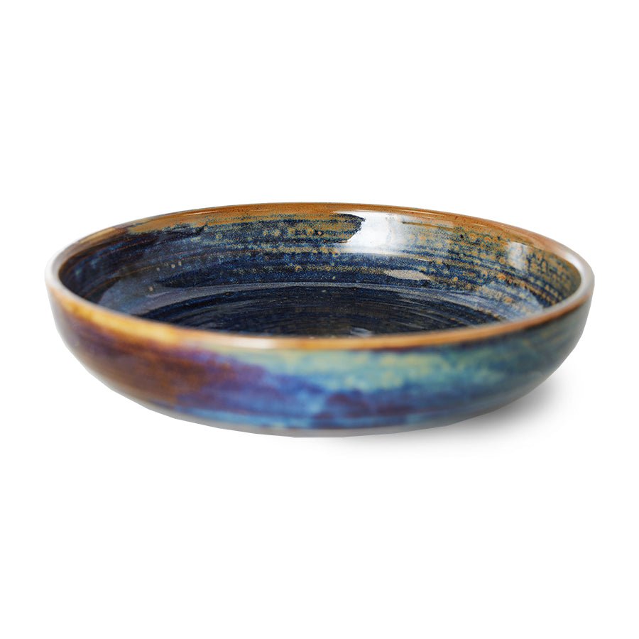 HKliving Teller tief L RUSTIC BLUE Chef Ceramics blau | Ø21,5x4,8cm - Sir Henrys
