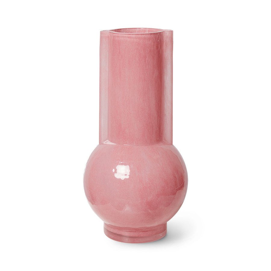HKliving Vase FLAMINGO PINK Glas Ø13x25cm - Sir Henrys