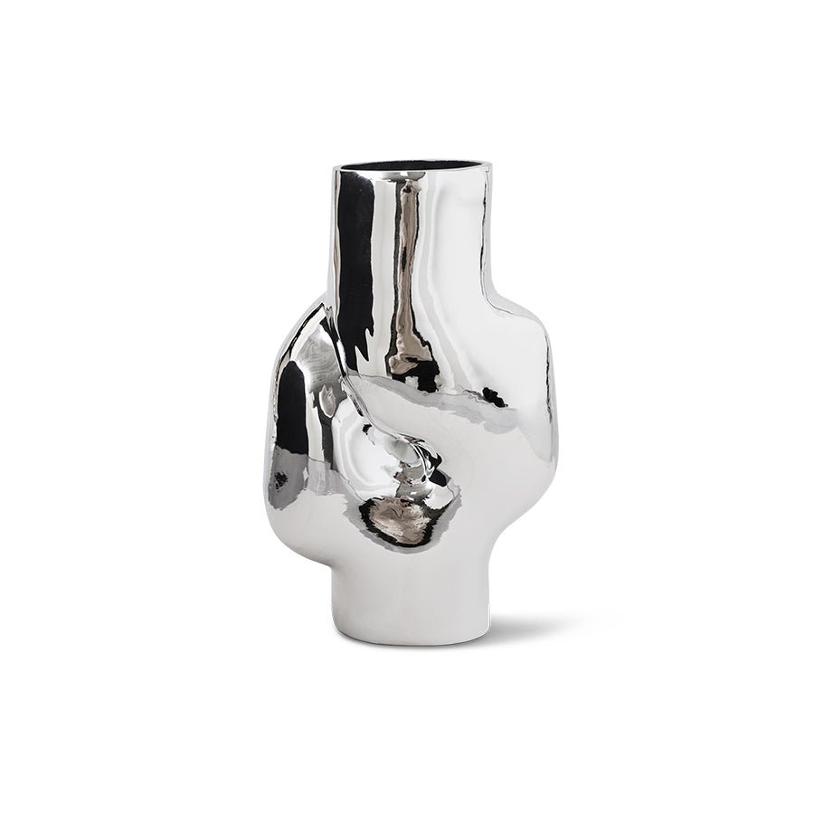 HKliving Vase GLEAM HIGH chrome silber | 20x15x32cm - Sir Henrys