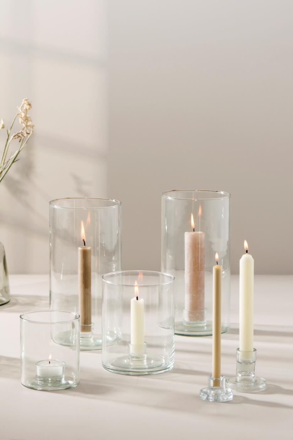 IB Laursen Windlicht GLAS Kerzenhalter fixiert für Stabkerze Ø3,8cm | Ø13x25cm - Sir Henrys