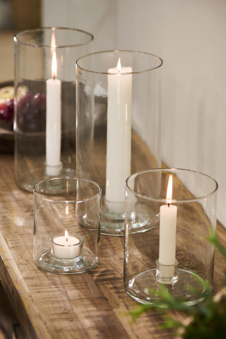 IB Laursen Windlicht GLAS Kerzenhalter fixiert für Stabkerze Ø3,8cm | Ø13x25cm - Sir Henrys