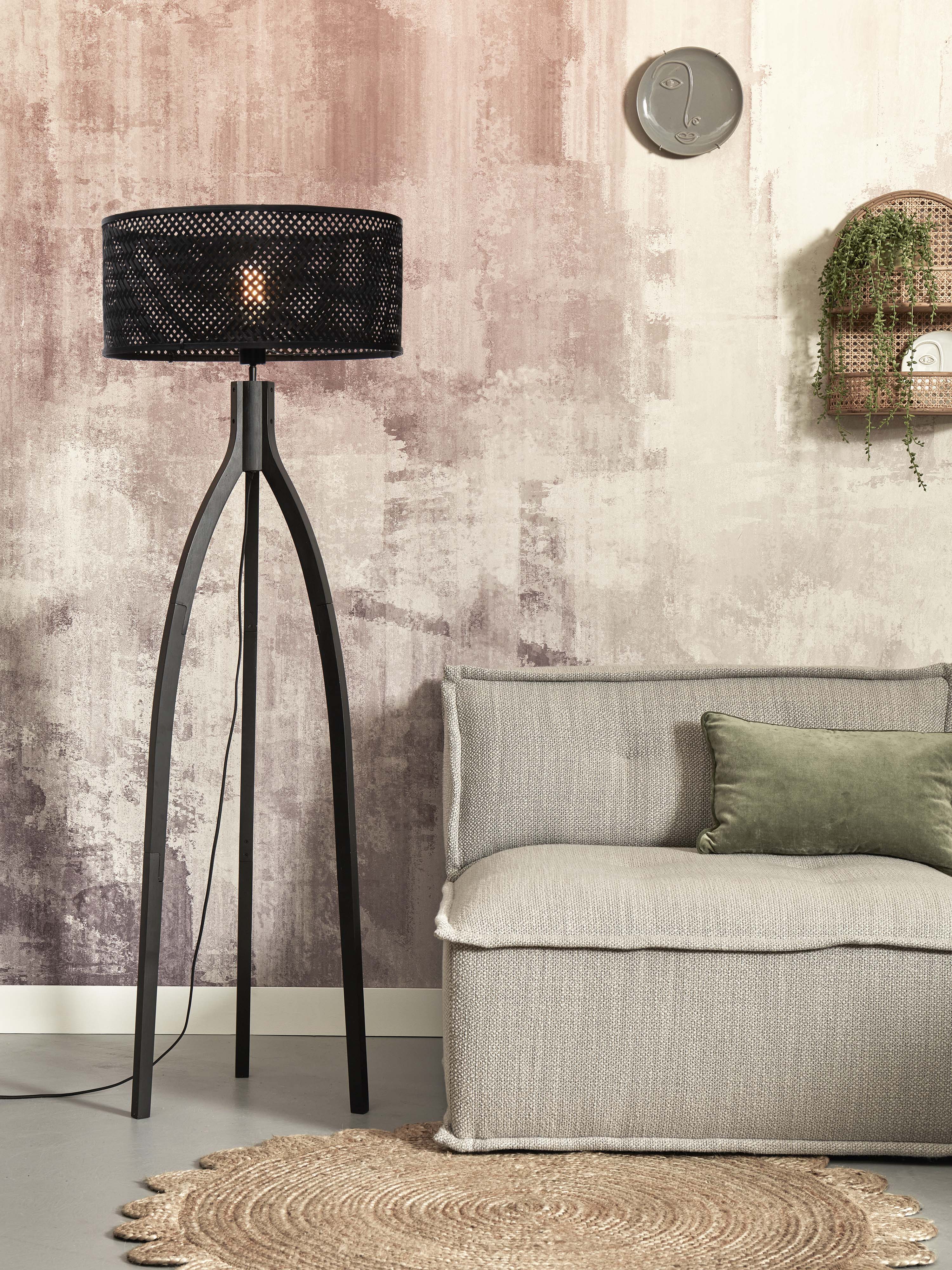 Good&Mojo Stehlampe JAVA schwarz | 50x50x145cm