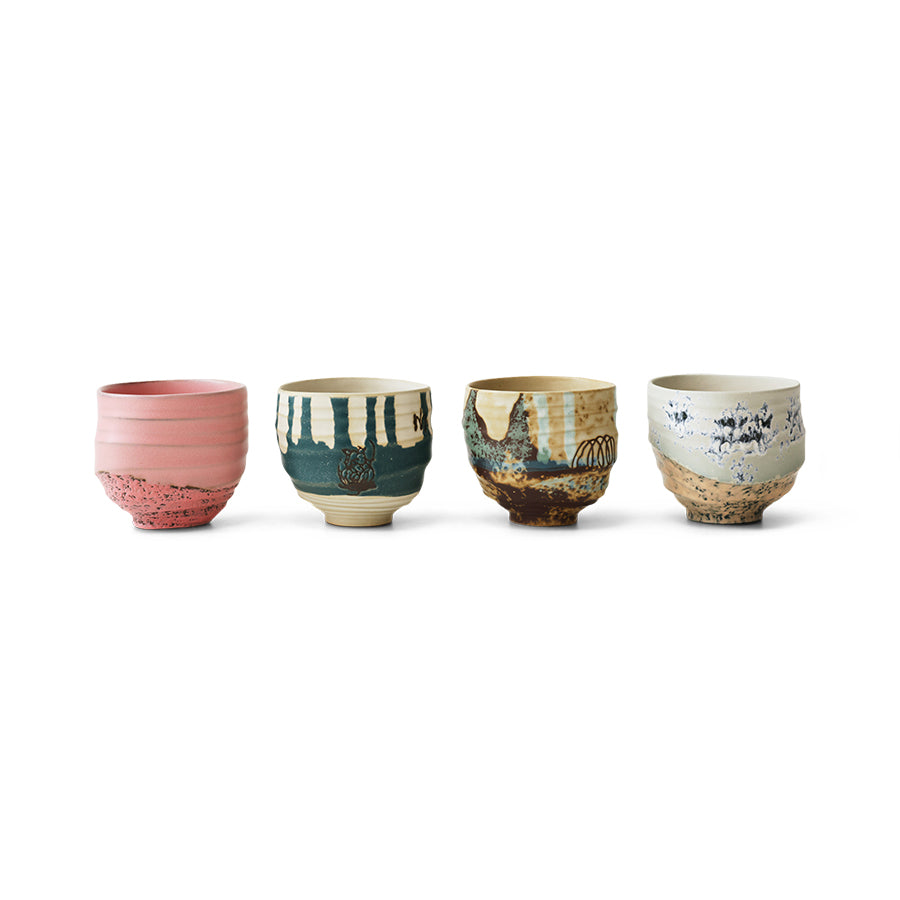 HKliving Becher COFFEE CUPS Artist Ceramics 4er Set | Ø8x7,5cm