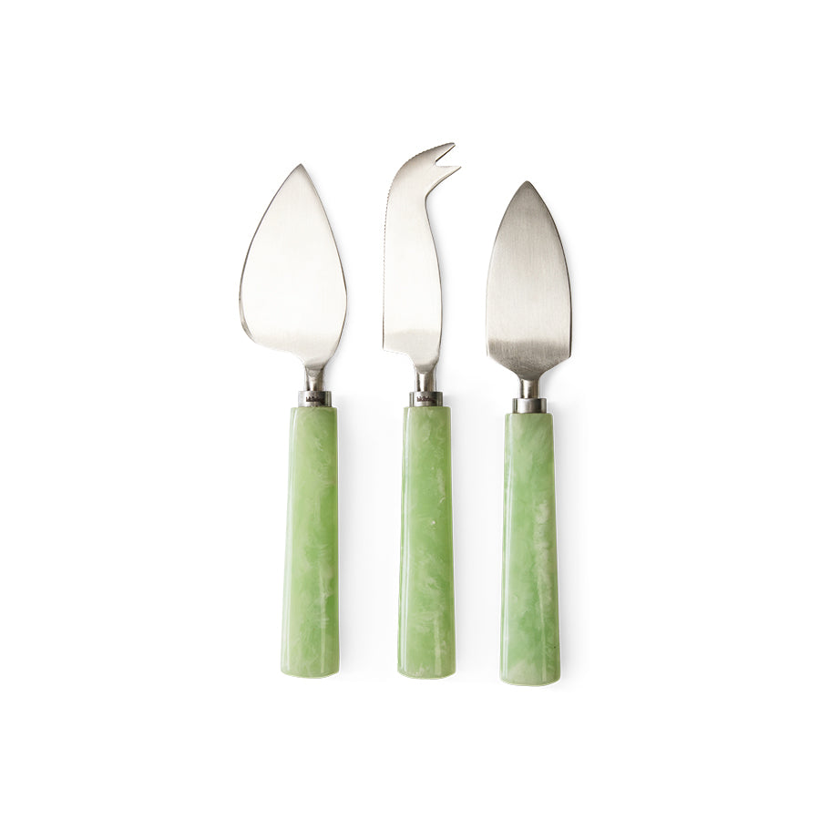 HKliving Käsemesser Cheese Knives SAGE 3er Set hellgrün