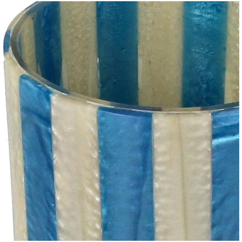 Kersten Kerzenhalter STRIPES blau creme | Ø10x12cm - Sir Henrys