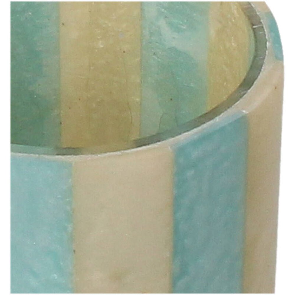 Kersten Kerzenhalter STRIPES hellblau creme | Ø7x8cm - Sir Henrys
