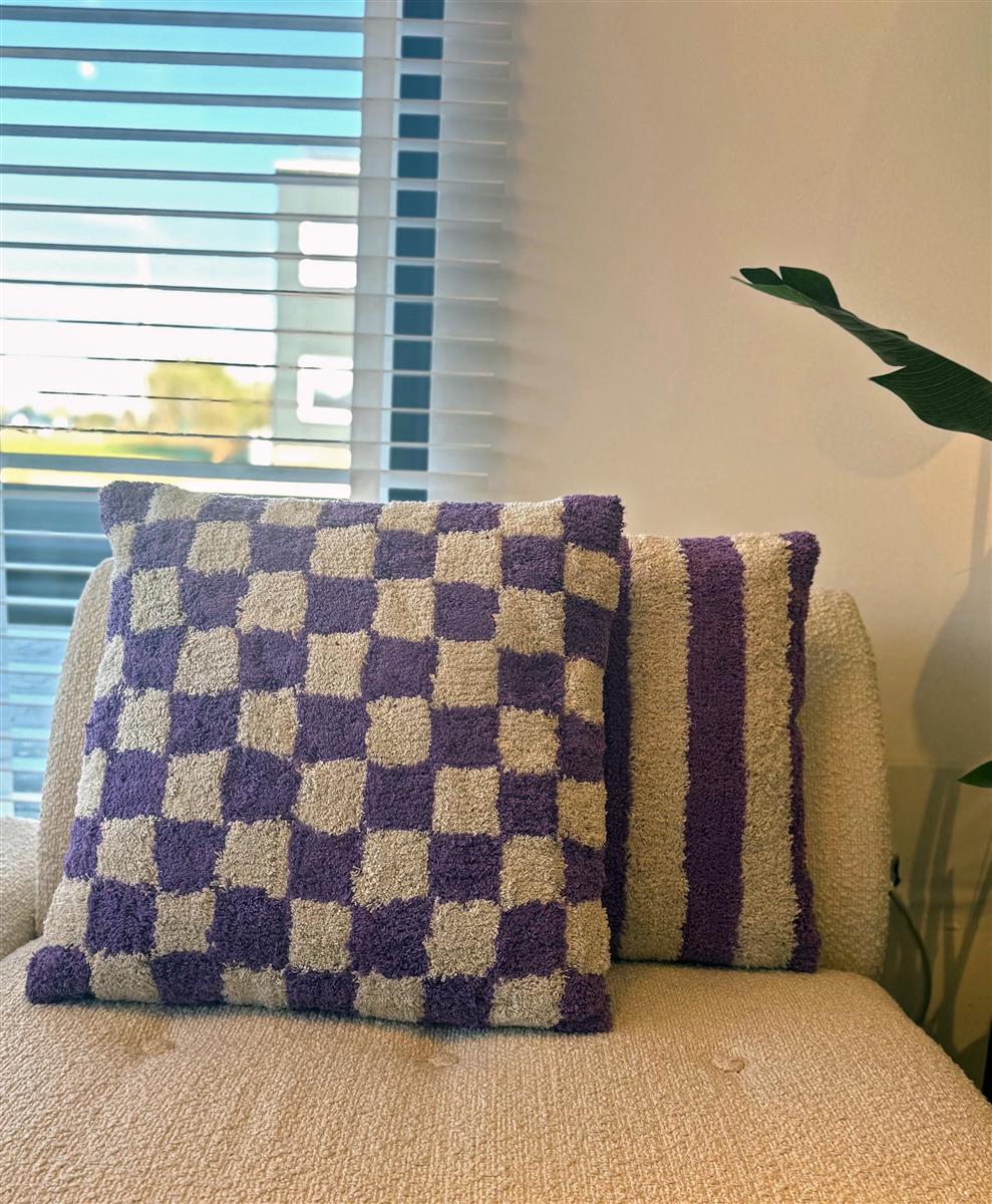Kersten Kissen CHECKER lila creme | 50x50cm - Sir Henrys