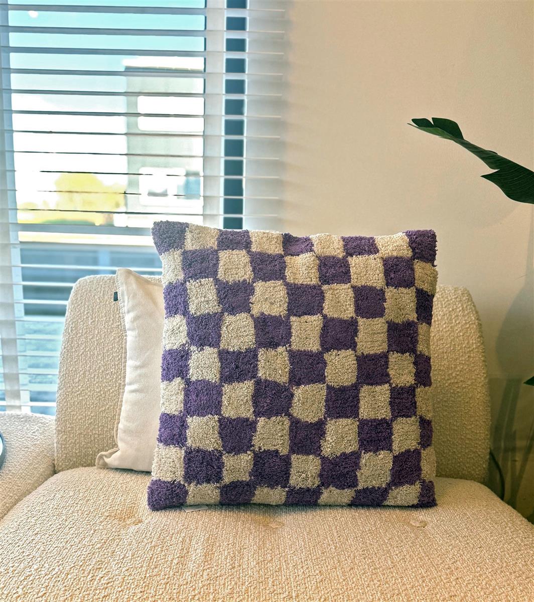 Kersten Kissen CHECKER lila creme | 50x50cm - Sir Henrys