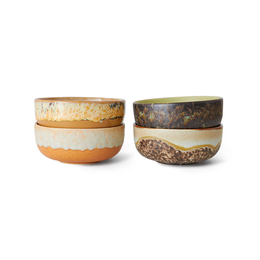 HKliving Tapas Bowls DRIFT 70's bunt 4er Set | Ø 11cm H 5cm