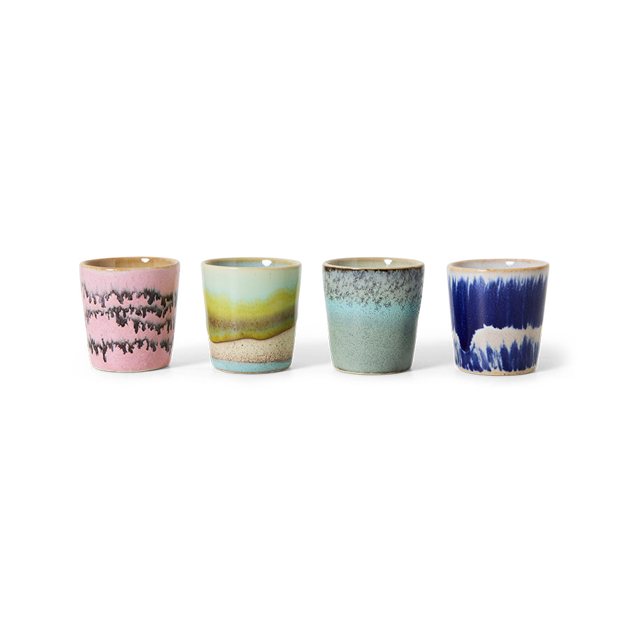 HKliving Eierbecher VIBRANCE 70s Ceramics bunt 4er Set | Ø4,5x5cm