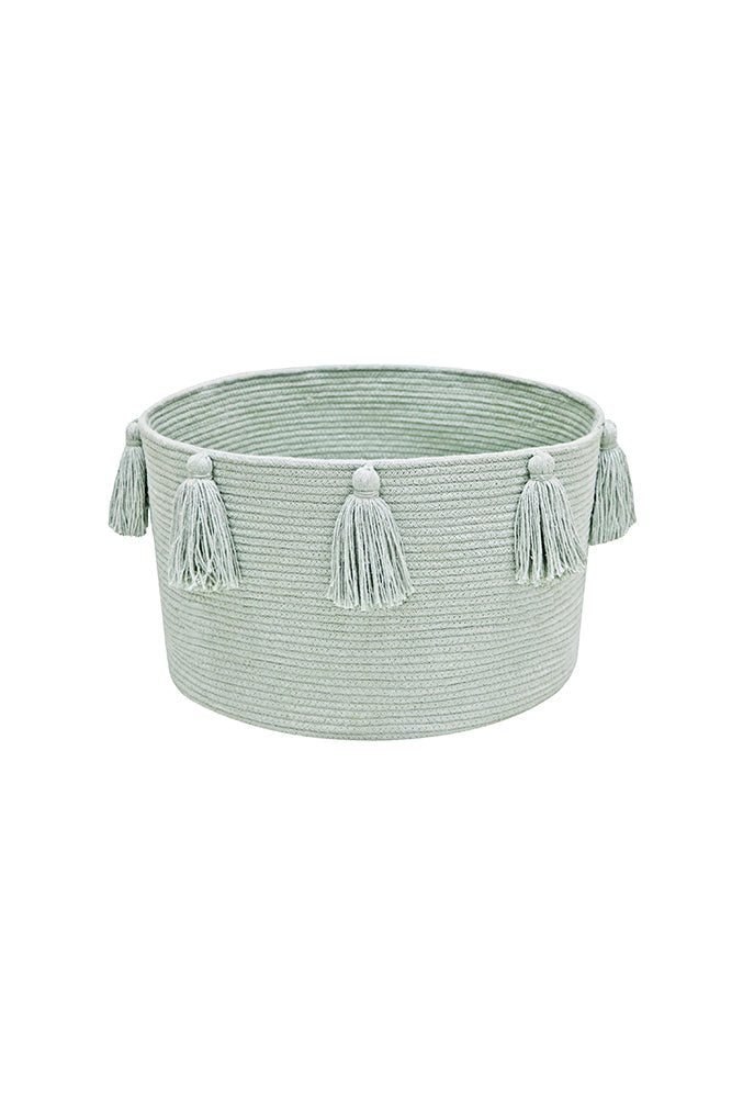 Lorena Canals Korb NEW TASSELS blue Sage | 40x40cm - Sir Henrys