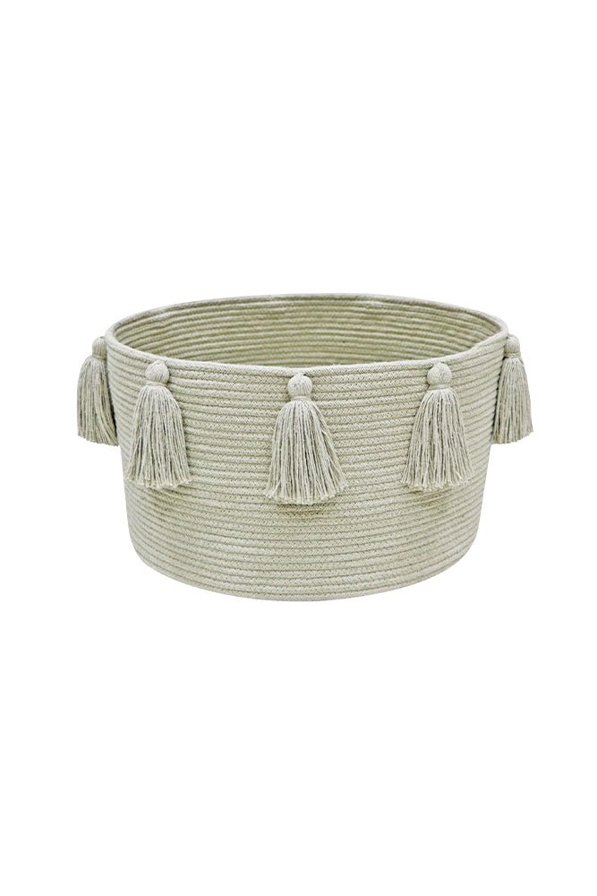 Lorena Canals Korb NEW TASSELS olive | 40x40cm - Sir Henrys