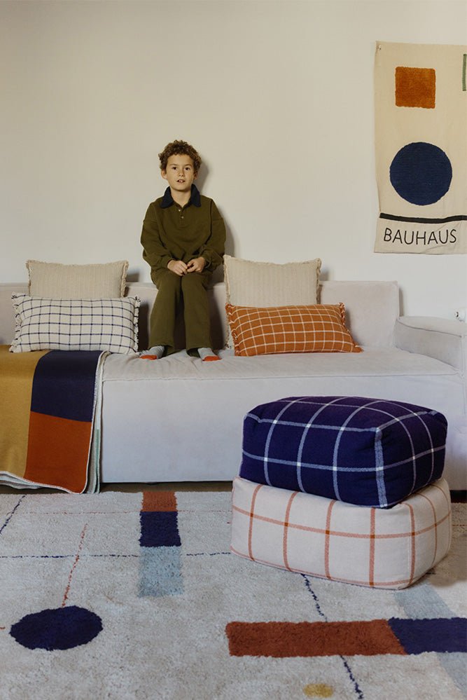 Lorena Canals Pouf GEO BLOCK navy blue | 45x45cm - Sir Henrys