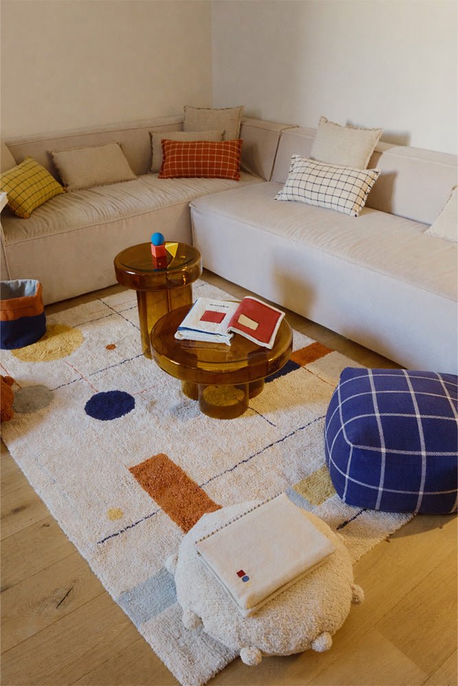 Lorena Canals Pouf GEO BLOCK navy blue | 45x45cm - Sir Henrys