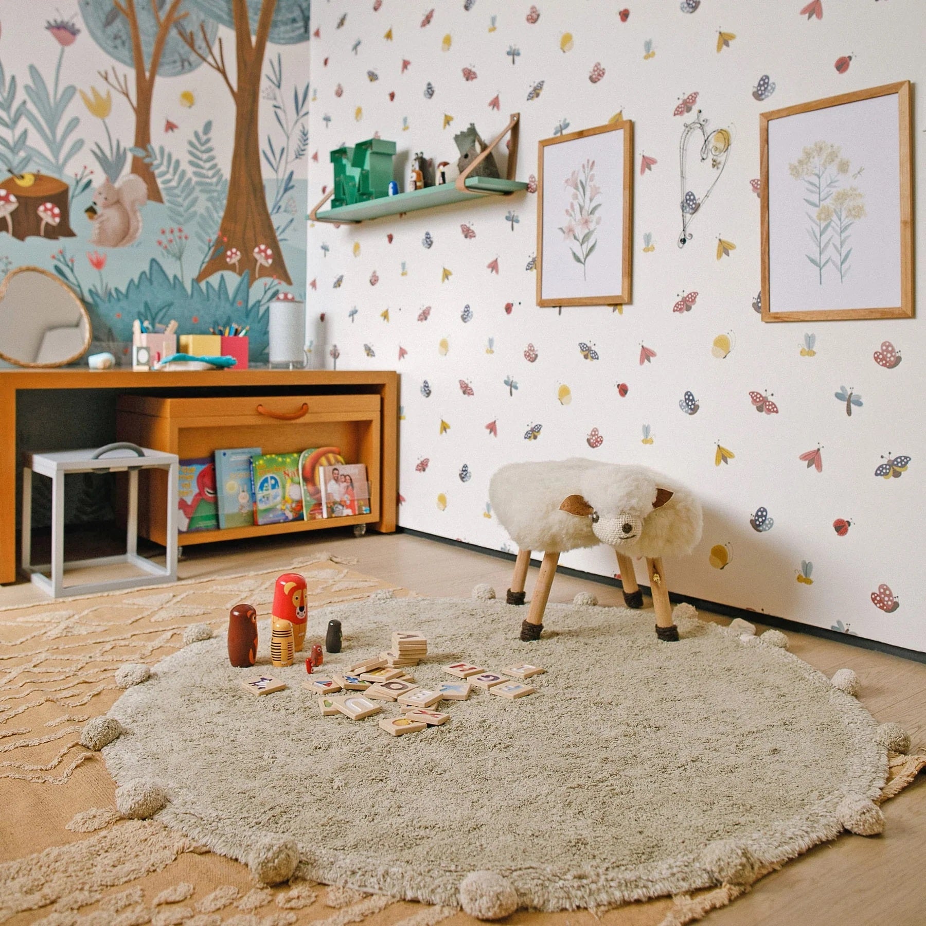 Lorena Canals waschbarer Teppich BUBBLY olive | 120x120cm - Sir Henrys