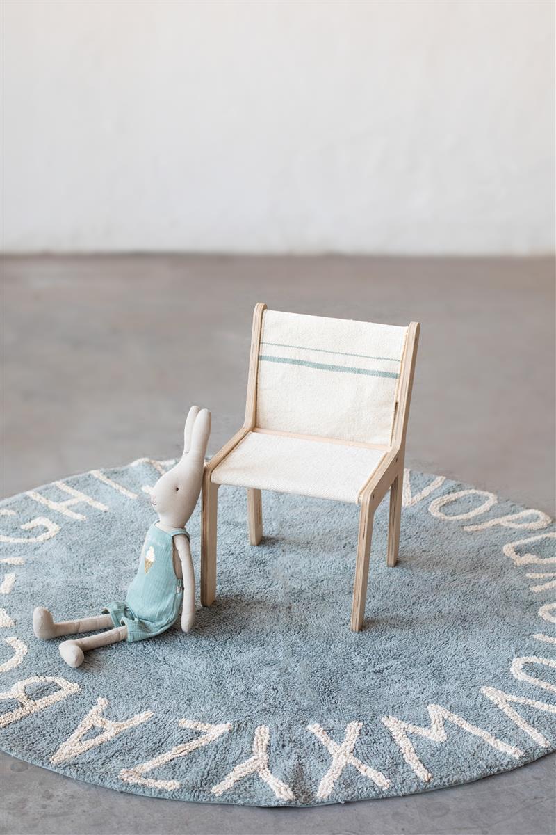 Lorena Canals waschbarer Teppich ROUND ABC vintage blue | 150x150cm - Sir Henrys