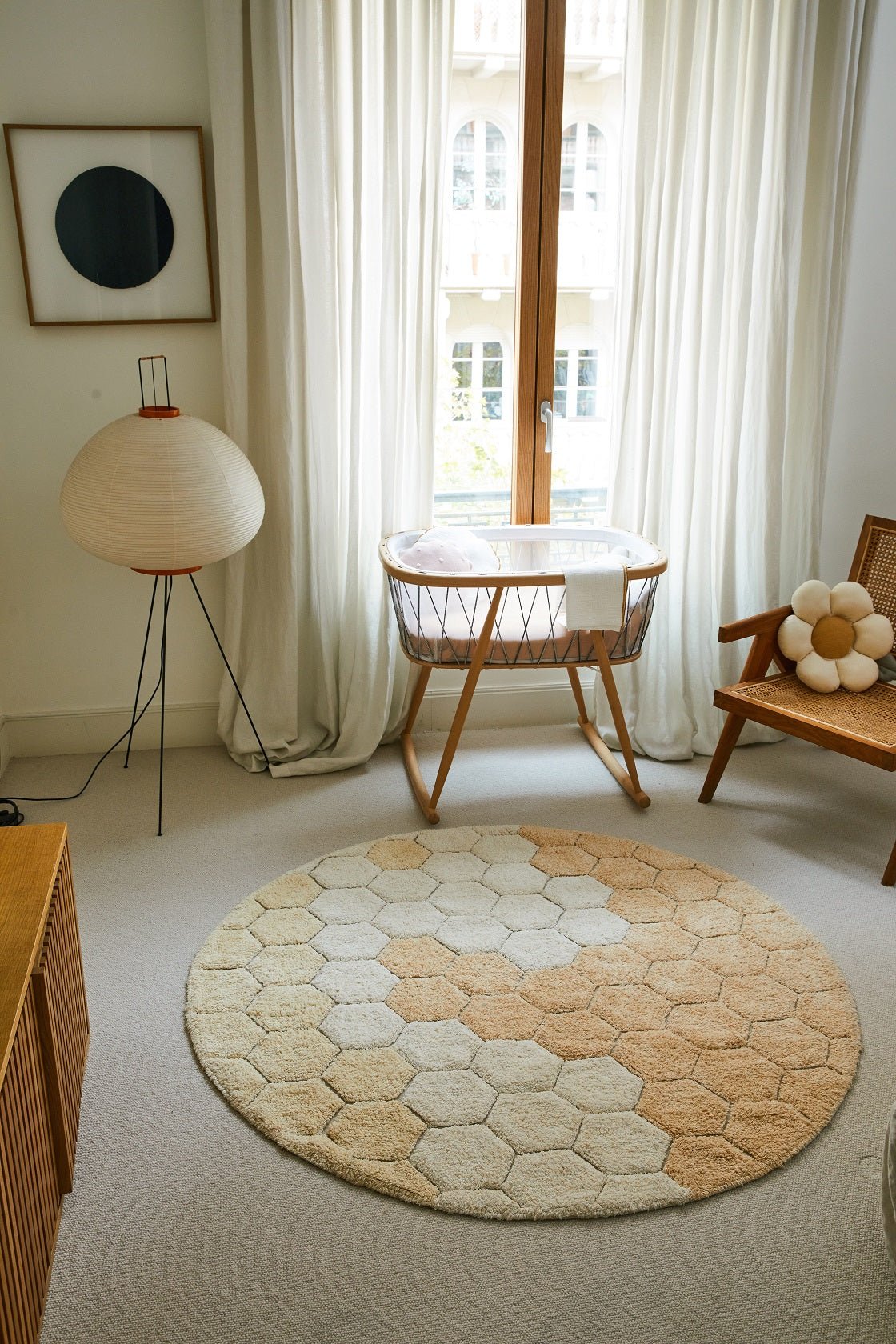 Lorena Canals waschbarer Teppich ROUND HONEYCOMB Gold | 140x140cm - Sir Henrys