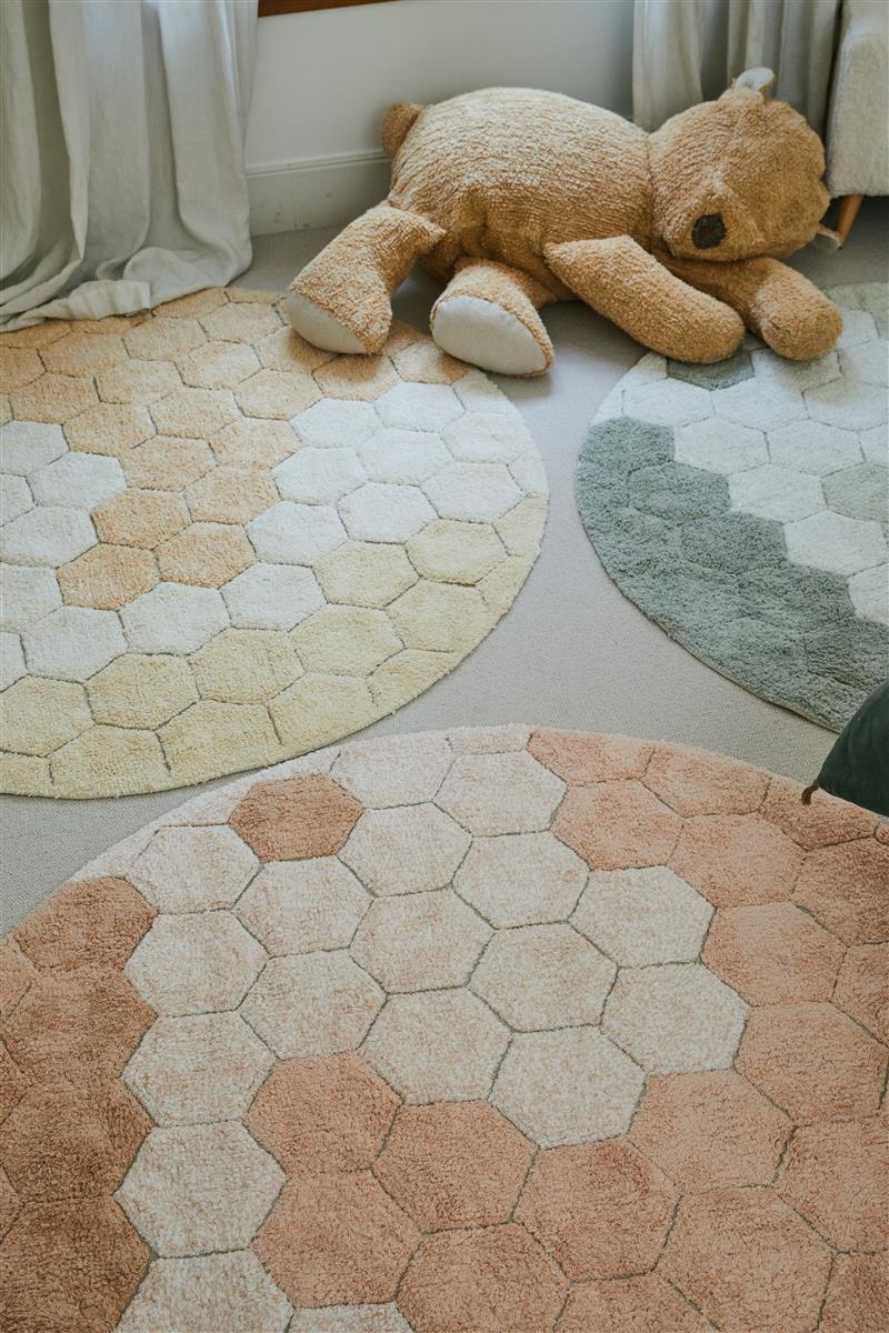 Lorena Canals waschbarer Teppich ROUND HONEYCOMB Rose | 140x140cm - Sir Henrys