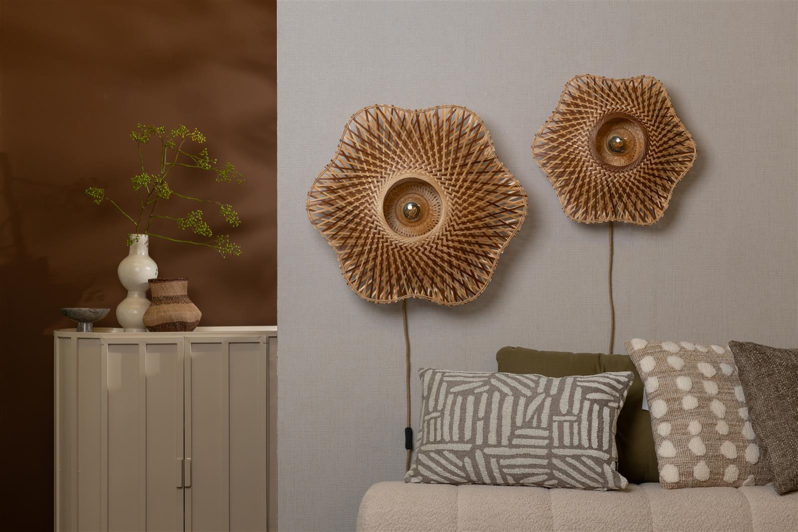 Good&Mojo Wandleuchte MADURA natur/braun | 44x44x44cm