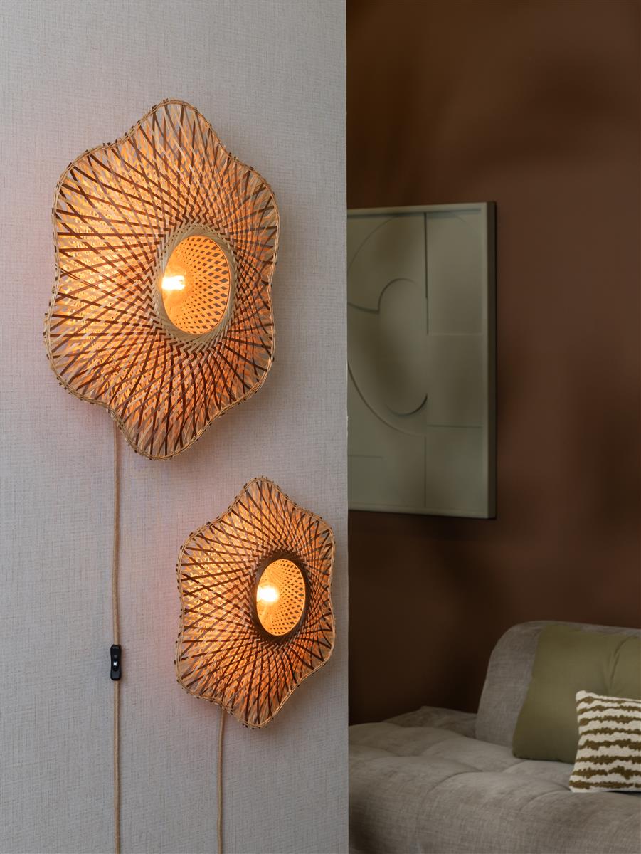 Good&Mojo Wandleuchte MADURA natur/braun | 44x44x44cm
