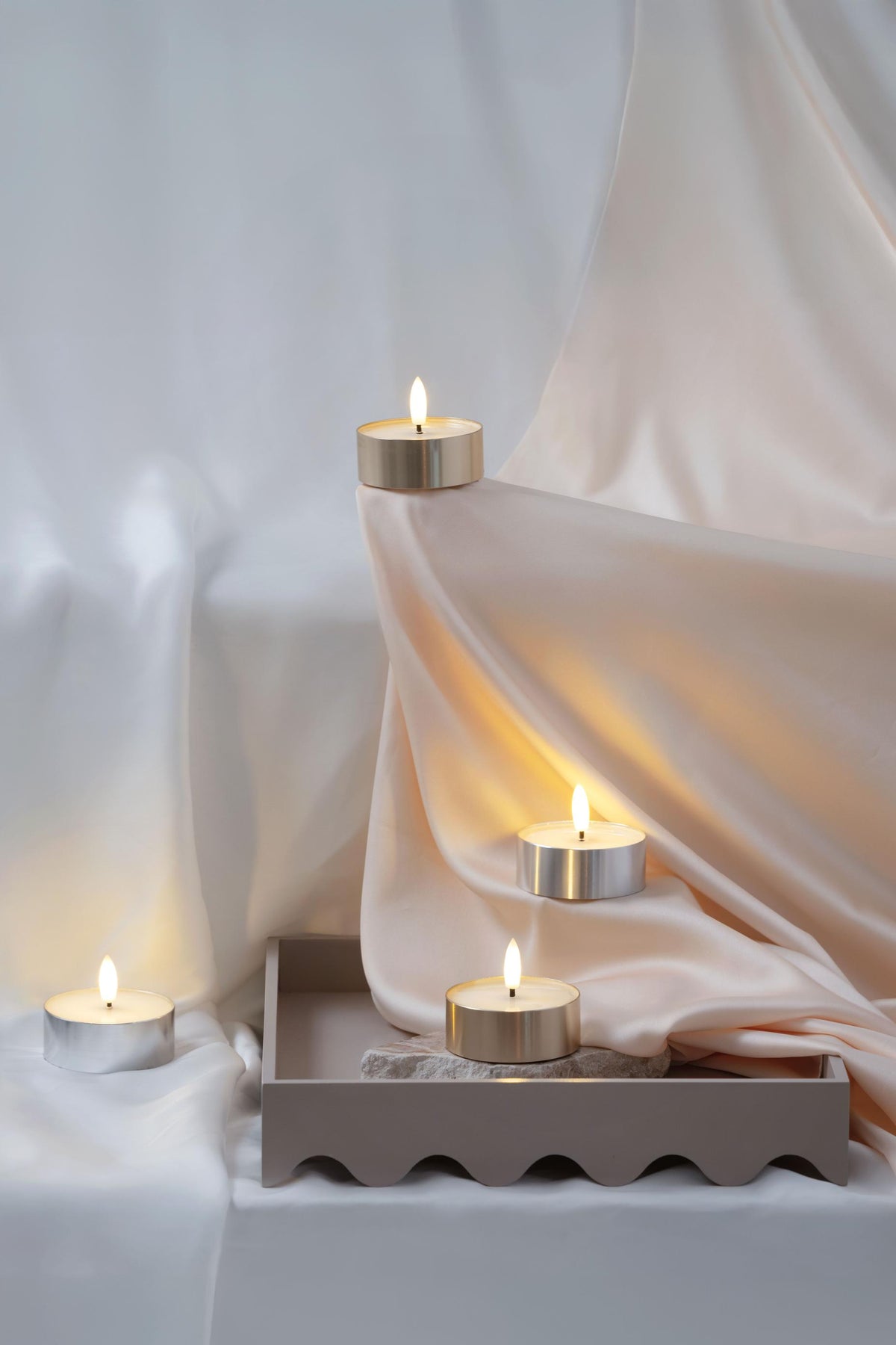 Moods & More LED Teelicht SILVER METAL silber | 63x25 mm